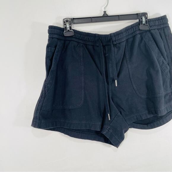 Athleta Farallon Black Mid Rise Drawstring Waist Organic Cotton Shorts 16 - Picture 4 of 14